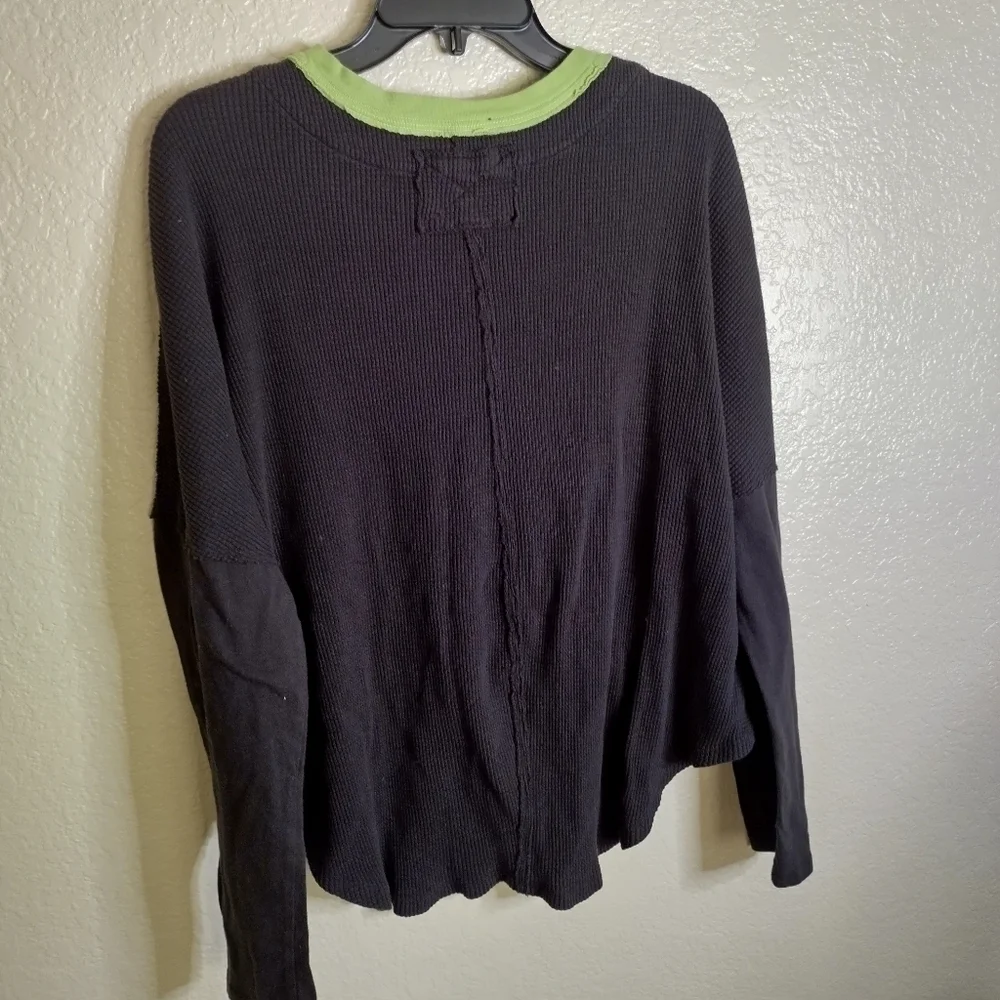 free people We The Free jayson ringer  black long sleeve Thermal tee sz M